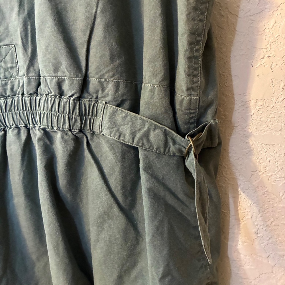 Woolrich Mens XL Safari Utility Vest Olive Green Cotton Multi Pocket Cinch Back - Picture 7 of 15